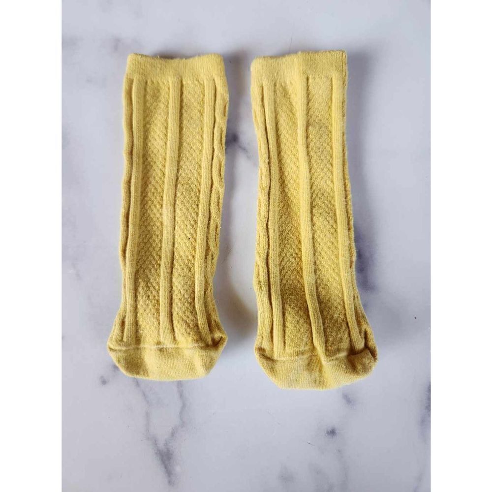 Baby socks 6-12 month mustard yellow knit ribbed calf length